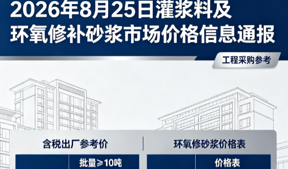 永济2026年8月25日灌浆料及环氧修补砂浆市场价格信息通报
